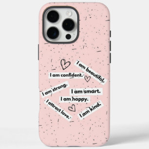 Schattigee Baby Roze Zelf Liefde Inspirerend quote iPhone 16 Pro Max Hoesje