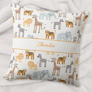 Schattigee Baby Safari Animal Waterverf Aangepaste Kussen