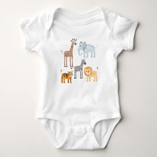Schattigee Baby Safari Animal Waterverf Romper (Voorkant)