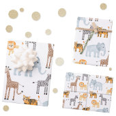 Schattigee Baby Safari Dier Waterverf Patroon Inpakpapier Vel