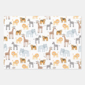 Schattigee Baby Safari Dier Waterverf Patroon Inpakpapier Vel (Voorkant 2)
