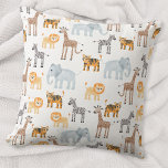 Schattigee Baby Safari Dier Waterverf Patroon Kussen<br><div class="desc">Een waterverf baby leeuw,  giraf,  tijger,  zebra en olifant diersafari patroon,  ideaal voor kleine dierenvrienden. Originele versie door Nic Squirrell. Een leuk cadeau voor een nieuwe baby.</div>