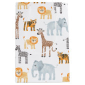 Schattigee Baby Safari Dier Waterverf Patroon Medium Cadeauzakje (Voorkant)