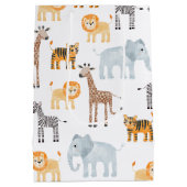 Schattigee Baby Safari Dier Waterverf Patroon Medium Cadeauzakje (Achterkant)