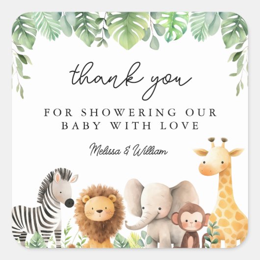 Schattigee Baby Safari Dieren Cadeau Label (Voorkant)