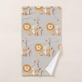 Schattigee Baby Safari Dieren op Smokey Beige Bad Handdoek (Handdoek)