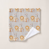 Schattigee Baby Safari Dieren op Smokey Beige Bad Handdoek (Wasdoekje)