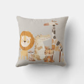 Schattigee Baby Safari Dieren op Smokey Beige Kussen (Achterkant)