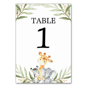 Schattigee baby Safari Dieren Tafelnummers