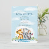 Schattigee Baby Safari Dierlijke Olifant Leeuw Zeb Kaart (Staand voorkant)