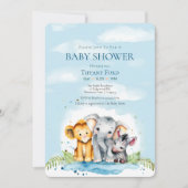 Schattigee Baby Safari Dierlijke Olifant Leeuw Zeb Kaart (Voorkant)