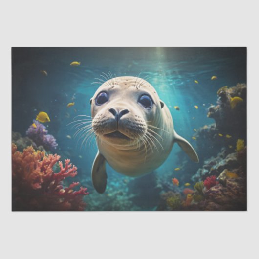 Schattigee Baby Seal Close-up - Decoupage - Tissuepapier (Voorkant)