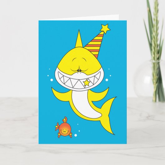 Schattigee Baby Shark Cartoon Kaart (Voorkant)