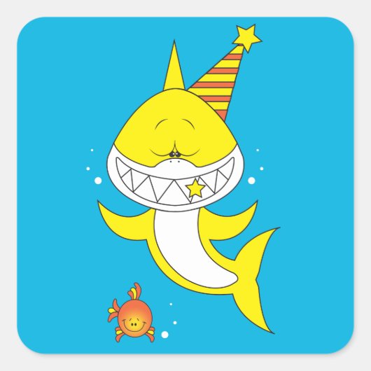 Schattigee Baby Shark Cartoon Vierkante Sticker (Voorkant)