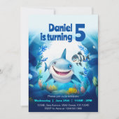 Schattigee Baby Shark Fish Under the Zee Birthday Kaart (Voorkant)