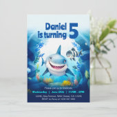 Schattigee Baby Shark Fish Under the Zee Birthday Kaart (Staand voorkant)