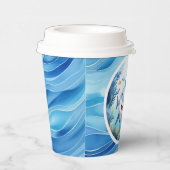 Schattigee Baby Shark Fish Under the Zee Birthday Papieren Bekers (Rechts)