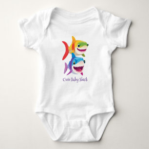 Schattigee baby Shark regenboog kleurrijke verjaar Romper