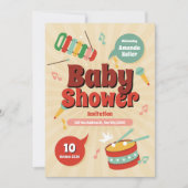 Schattigee Baby shower-uitnodiging met muziekthema Kaart (Voorkant)