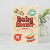Schattigee Baby shower-uitnodiging met muziekthema Kaart (Staand voorkant)