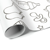 Schattigee baby showers geschenken Doodle zwart-wi Cadeaupapier (Rol Hoek)