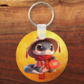 Schattigee Baby Slang Chinees Nieuwjaar Monogram R Sleutelhanger (Voorkant)