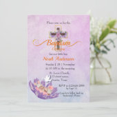 Schattigee Baby slapen in een Bloemendoopuitnodigi Kaart (Staand voorkant)