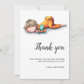 Schattigee Baby Slapen Sinaasappel Neutraal Baby s Bedankkaart (Voorkant)