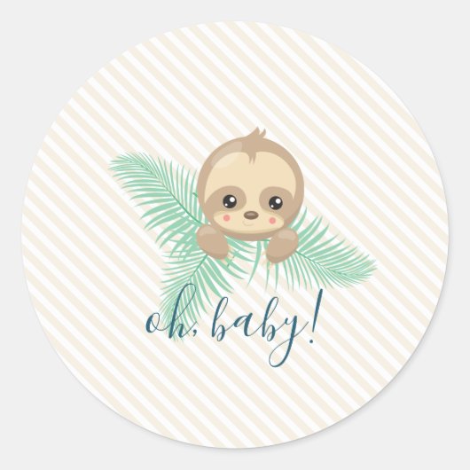 Schattigee Baby Sloth Baby shower Party Stickers (Voorkant)