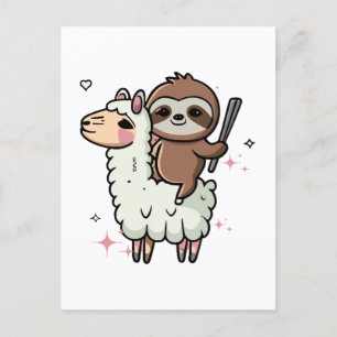Schattigee Baby Sloth en Llama Briefkaart
