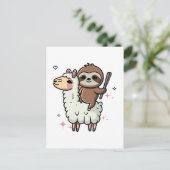 Schattigee Baby Sloth en Llama Briefkaart (Staand voorkant)