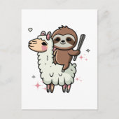 Schattigee Baby Sloth en Llama Briefkaart (Voorkant)