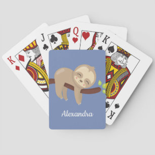 Schattigee Baby Sloth in Tree Animal Pokerkaarten