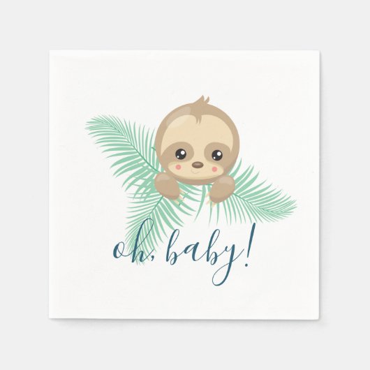 Schattigee Baby Sloth Oh Baby Baby shower Papieren Servetten (Voorkant)
