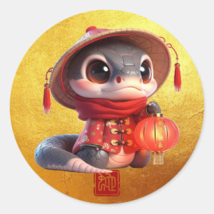 Schattigee Baby Snake Chinees Nieuwjaar 2025 RS2 Ronde Sticker