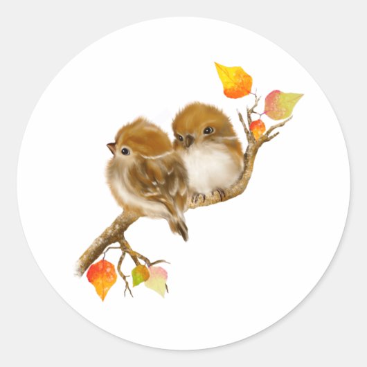 Schattigee Baby Sparrows Vogelvogel Sticker (Voorkant)