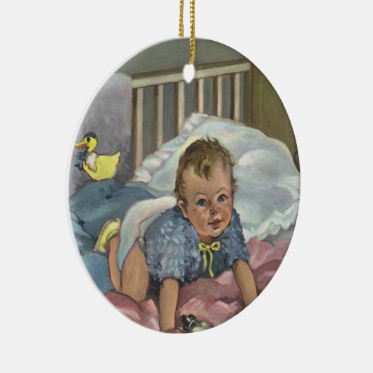  Schattigee Baby Spelen in Wieg, Kind Nap Time Keramisch Ornament (Rechts)