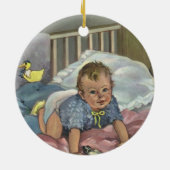 Schattigee Baby Spelen in Wieg, Kind Nap Time Keramisch Ornament (Achterkant)