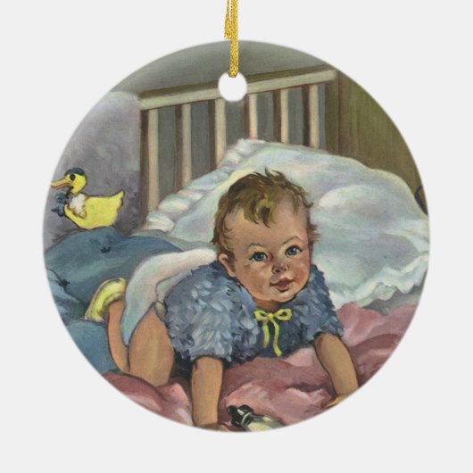  Schattigee Baby Spelen in Wieg, Kind Nap Time Keramisch Ornament (Achterkant)