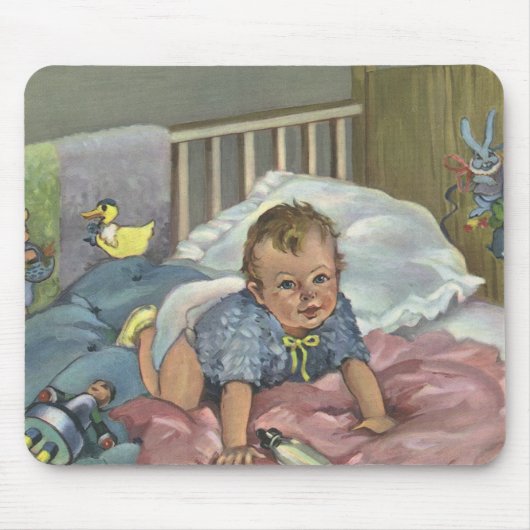  Schattigee Baby Spelen in Wieg, Kind Nap Time Muismat (Voorkant)