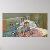 Schattigee Baby Spelen in Wieg, Kind Nap Time Poster (Voorkant)