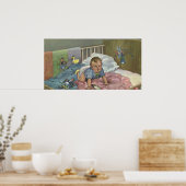 Schattigee Baby Spelen in Wieg, Kind Nap Time Poster (Keuken)