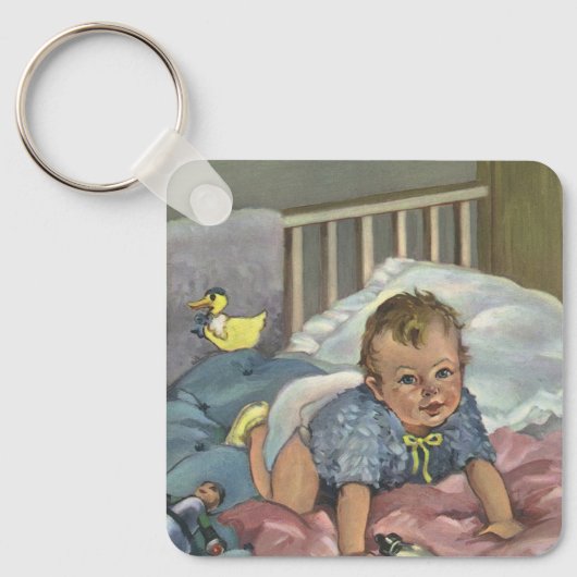  Schattigee Baby Spelen in Wieg, Kind Nap Time Sleutelhanger (Voorkant)