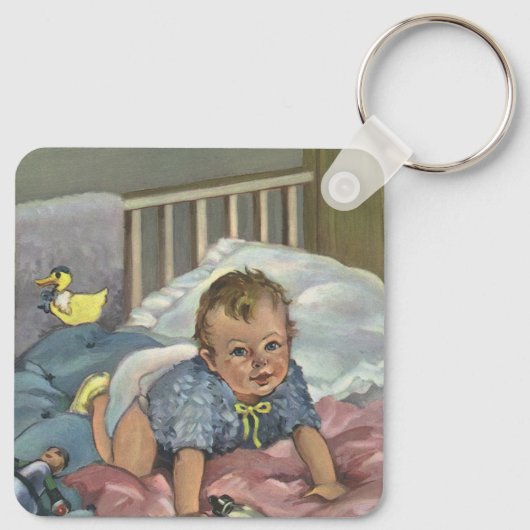  Schattigee Baby Spelen in Wieg, Kind Nap Time Sleutelhanger (Achterkant)