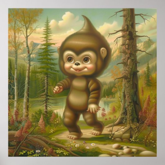 Schattigee baby squatch sasquatch bigfoot poster (Voorkant)