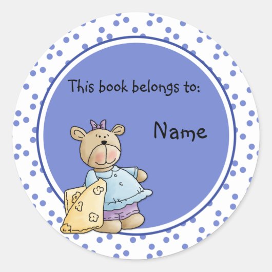 Schattigee baby Teddy Baer Bookplate Ronde Sticker (Voorkant)