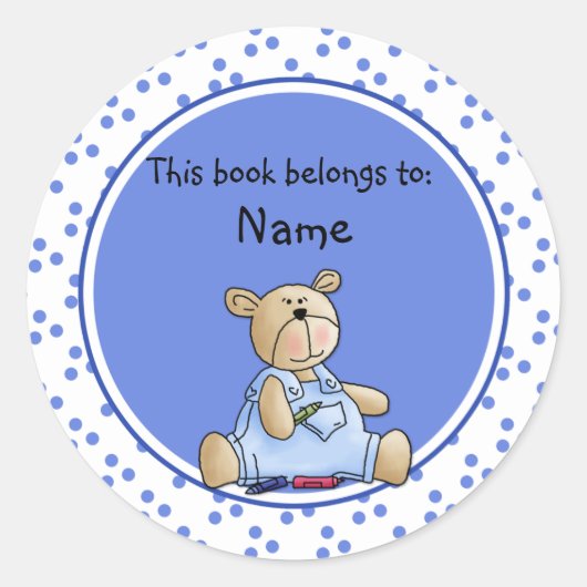 Schattigee baby Teddy Baer Bookplate Ronde Sticker (Voorkant)