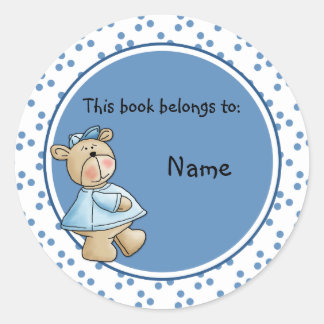 Schattigee baby Teddy Baer Bookplate Ronde Sticker