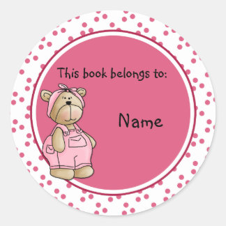 Schattigee baby Teddy Baer Bookplate Ronde Sticker