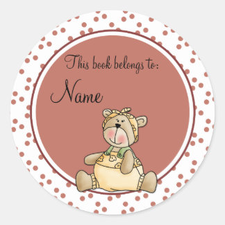 Schattigee baby Teddy Baer Bookplate Ronde Sticker